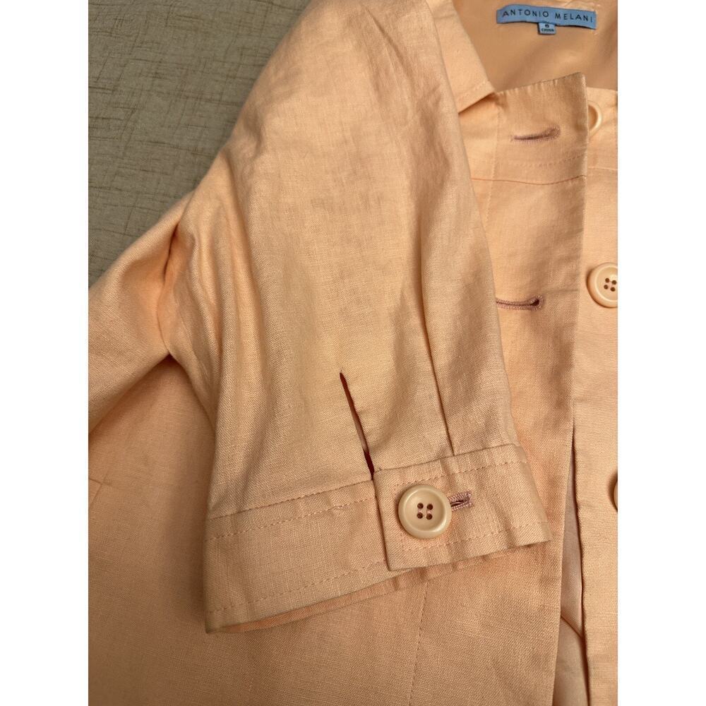 ANTONIO MELANI Bolero Jacket Womens Size 6 Linen Lined Pleated Cropped - Picture 5 of 12